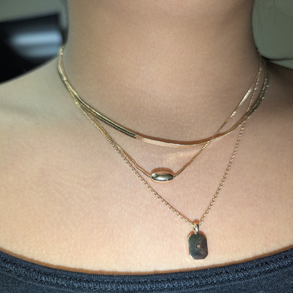 Herringbone Dog Tag Chain Necklace - A New Day